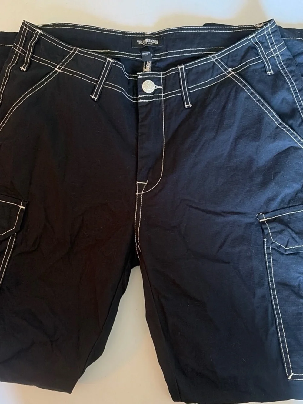 True Religion Jet Black Ripstop Cargo Pants